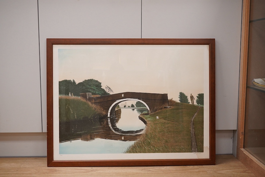 Peter Brook RBA (1927-2009), colour lithograph, ‘June Canal’, signed in pencil, limited edition, 2/150, 56 x 76cm. Condition - fair, staining to the edges